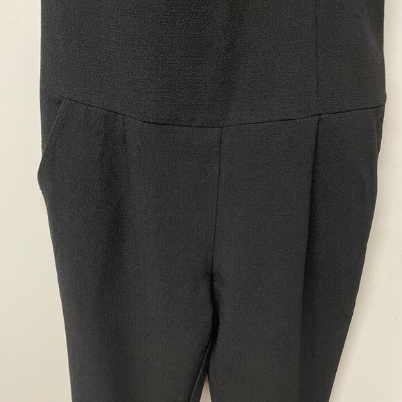 BCBGeneration Solid Black One Shoulder Crepe Fitted Jumpsuit Size 2 XS Cocktail - Picture 3 of 14